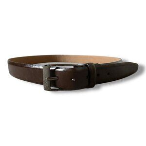 Dockers Dark Brown Leather Belt Men's Size 38 Silver Buckle Dress Casual Office